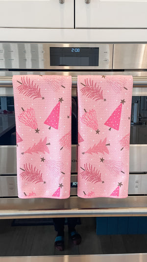 Pink Christmas Trees Hand Towel