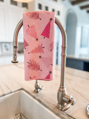 Pink Christmas Trees Hand Towel